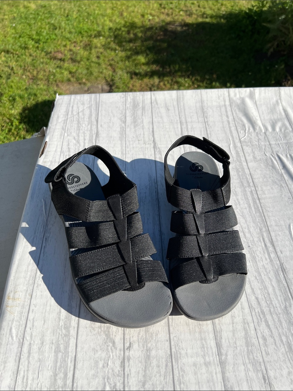 Cloudsteppers by Clarks Black Elastic Strap Sandals